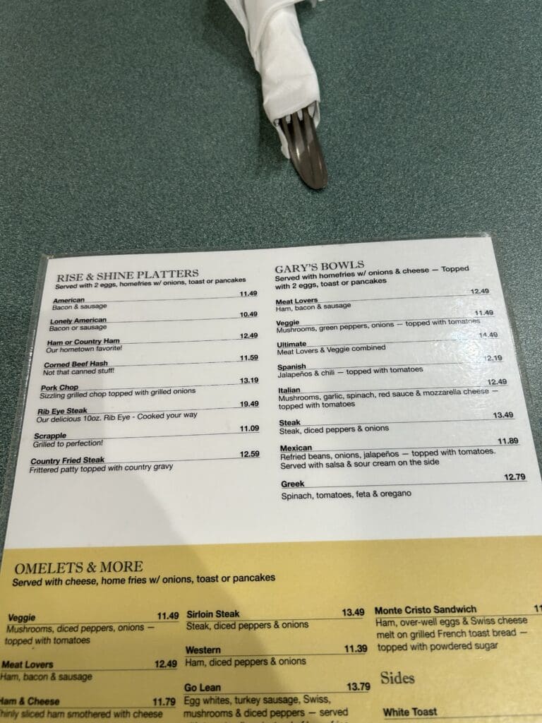 breakfast menu