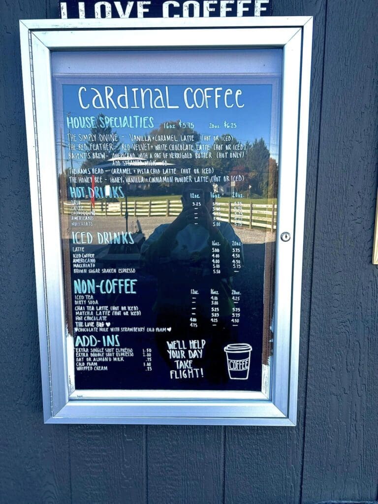 coffee shop menu